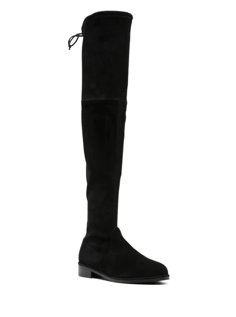 LOWLAND bold suede thigh-high boot, black