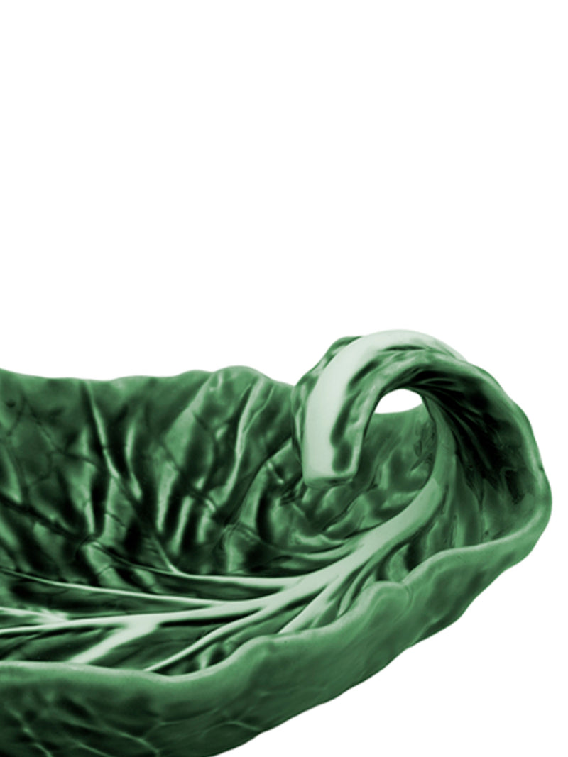 Large Curved Cabbage Leaf Bowl (25cm), green