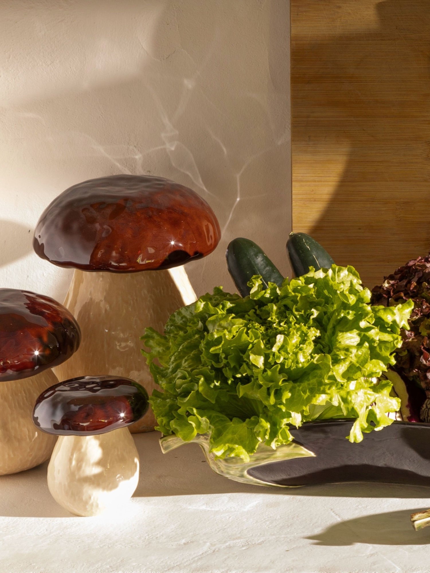 Ceramic mushroom figurines