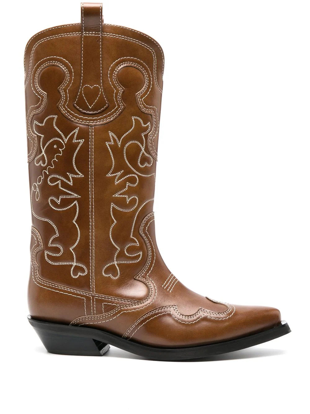 Mid Shaft Embroidered Western Boot, tiger's eye