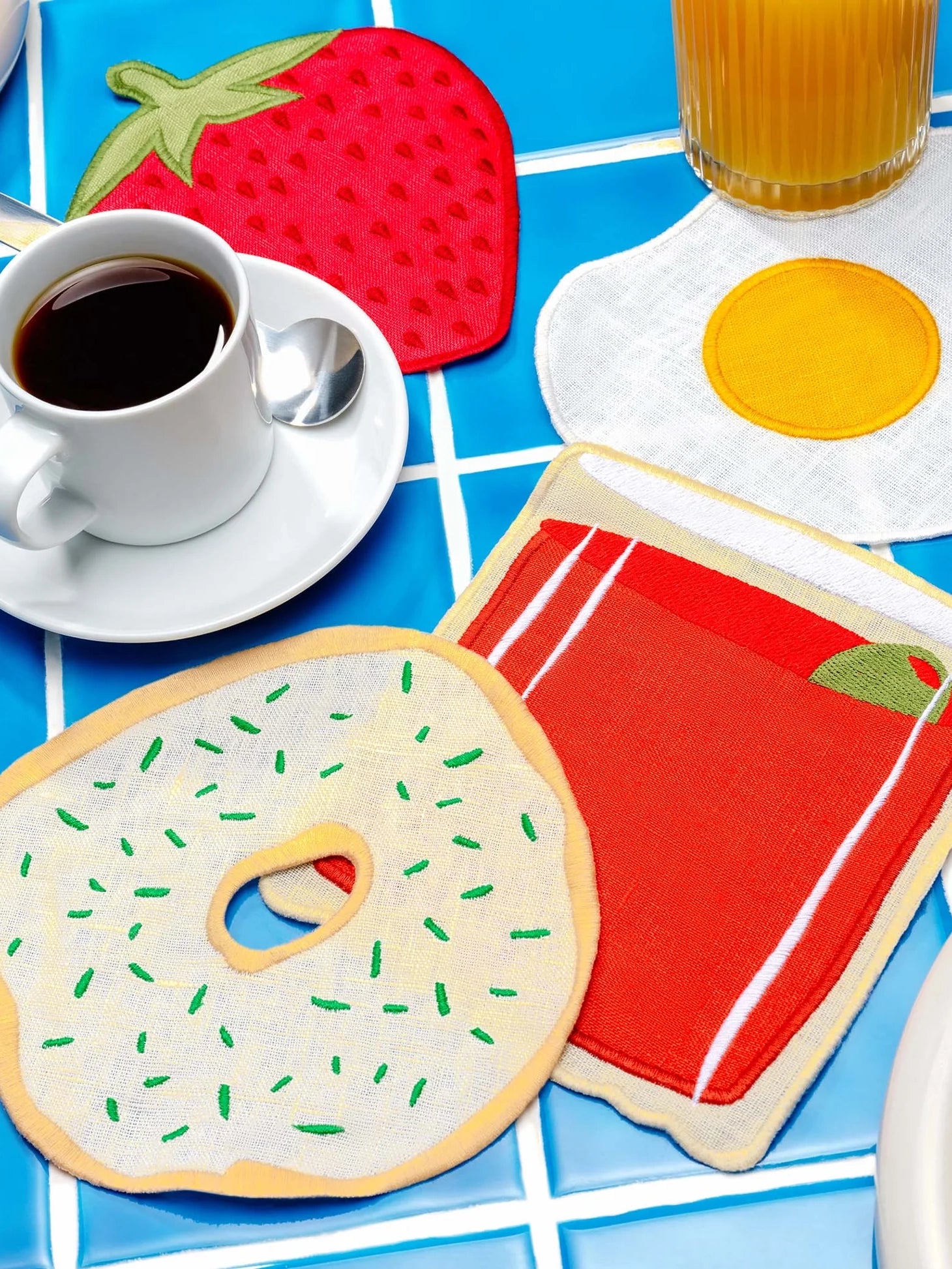 Brunch cocktail napkins / coasters, set of 4