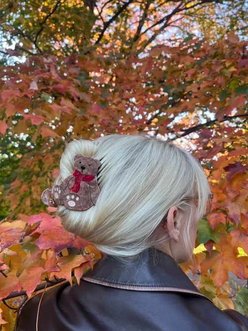 Teddy bear hair claw clip