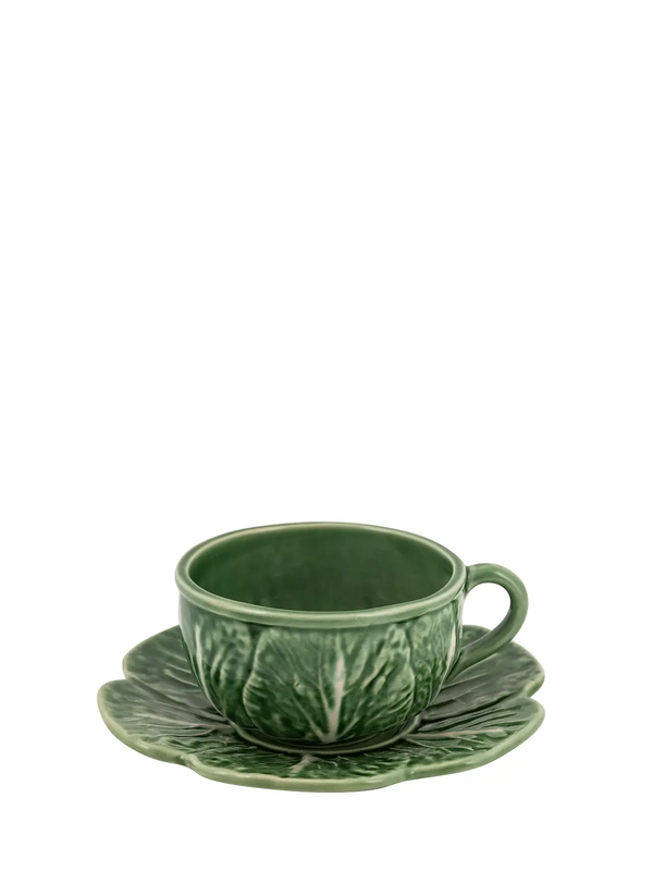 Cabbage Tea cup and saucer, green