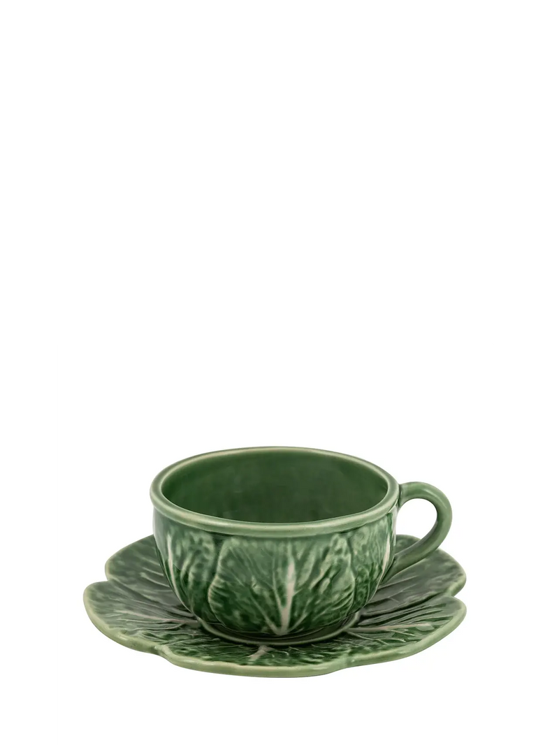 Cabbage Tea cup and saucer, green