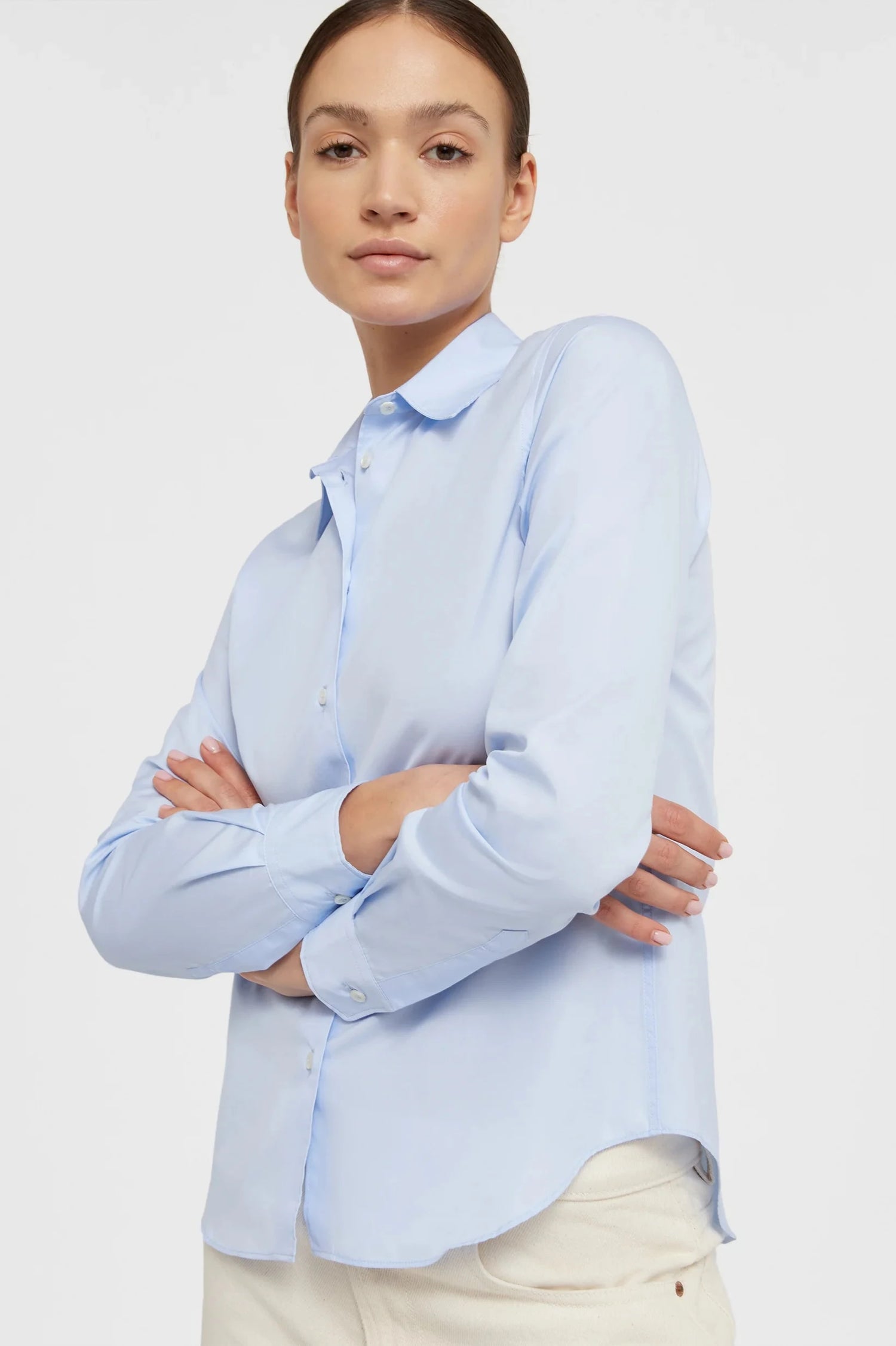 Cotton poplin shirt, sky blue