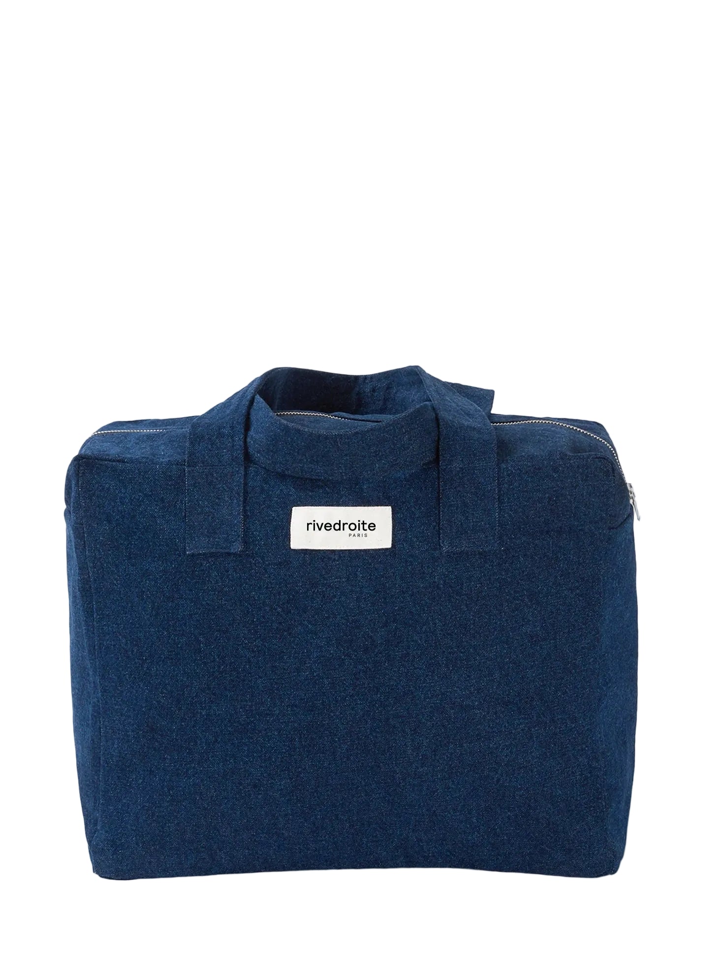 Blue bag with a visible brand label on a white background