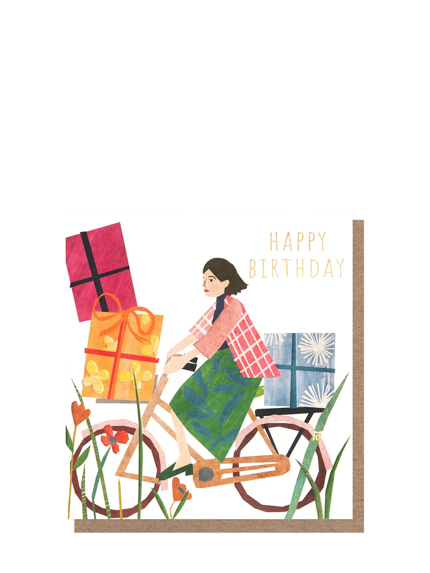 Lady on bike birthday card