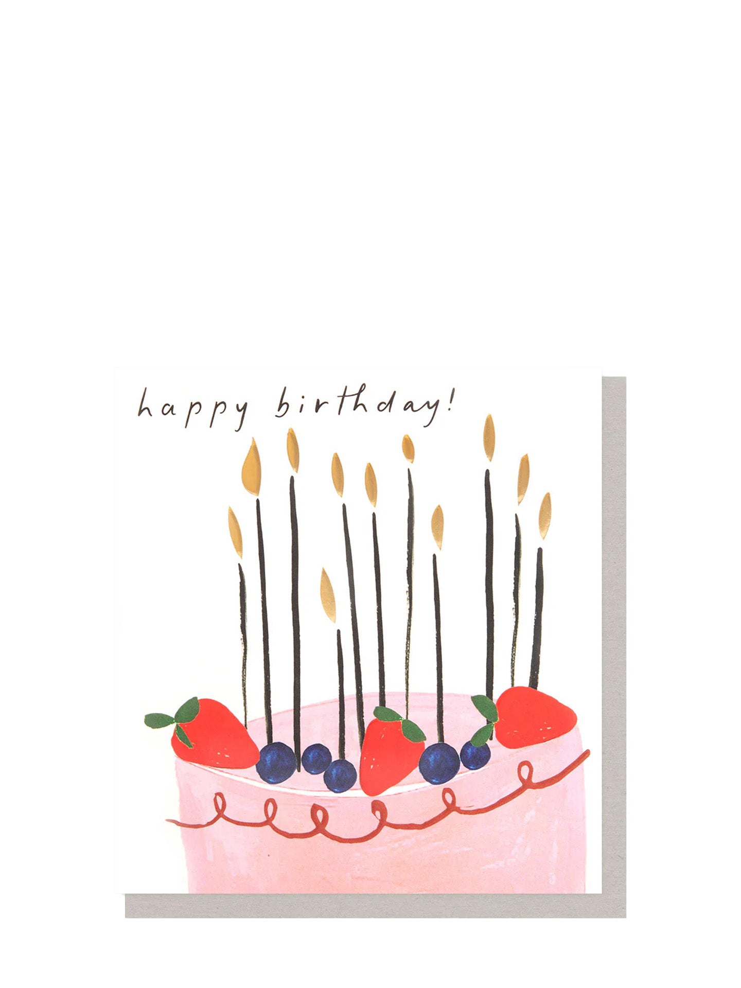 Happy birthday pink cake with berries card