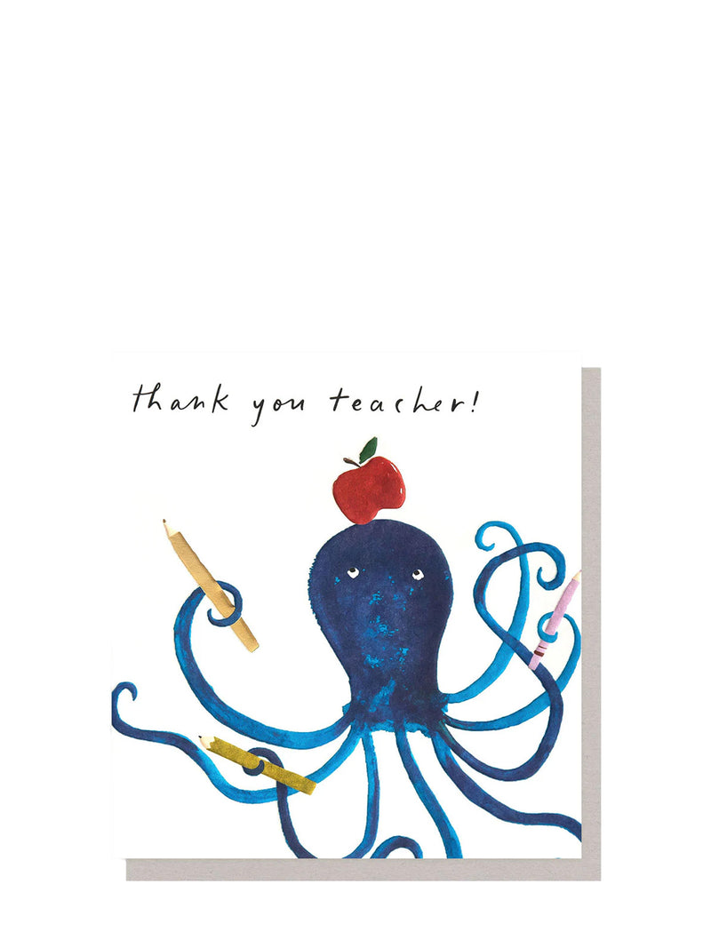 Octopus teacher large thank you card