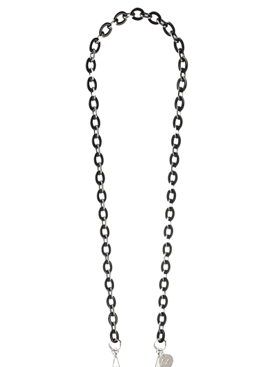 Cassy crossbody phone strap, black/silver resin