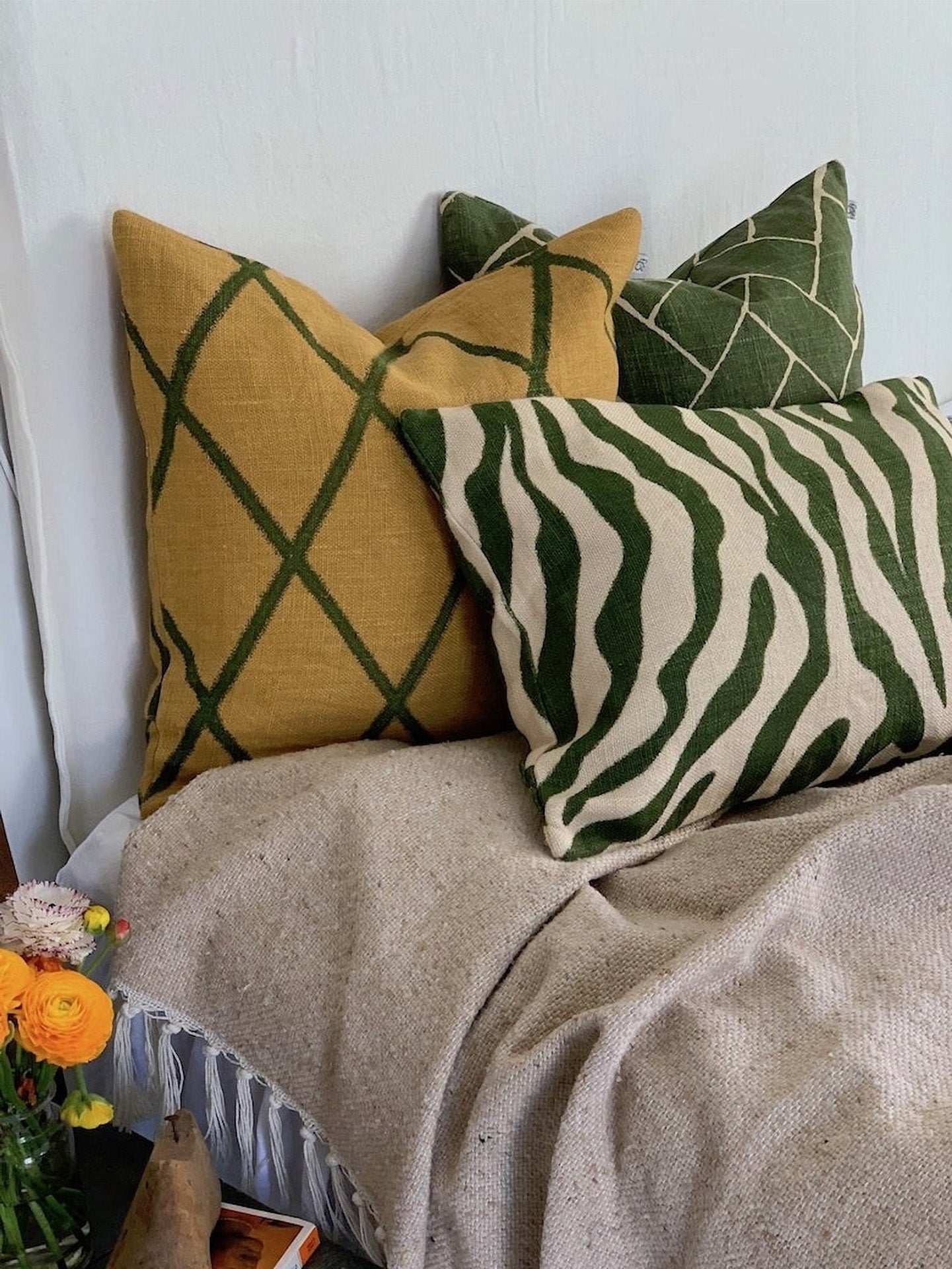 Zebra Cushion Cover, Green