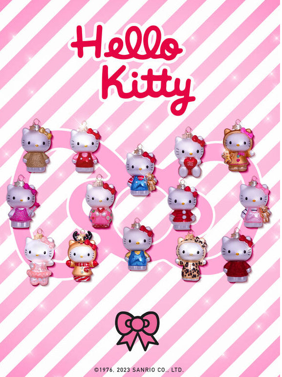 Hello Kitty pink glass ornament with bear