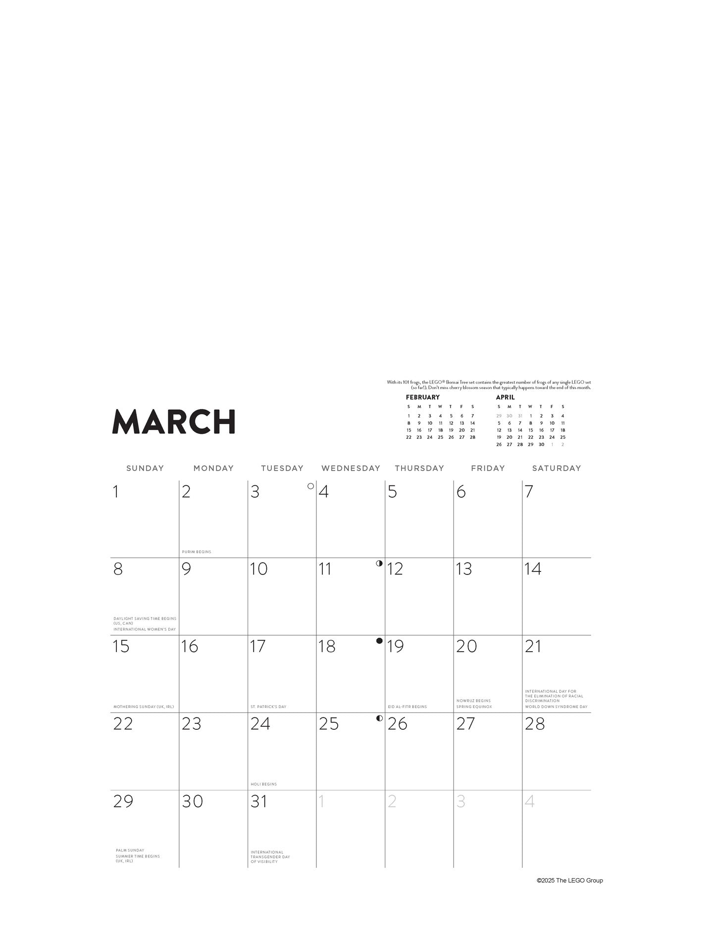 LEGO® flower 2026 wall calendar