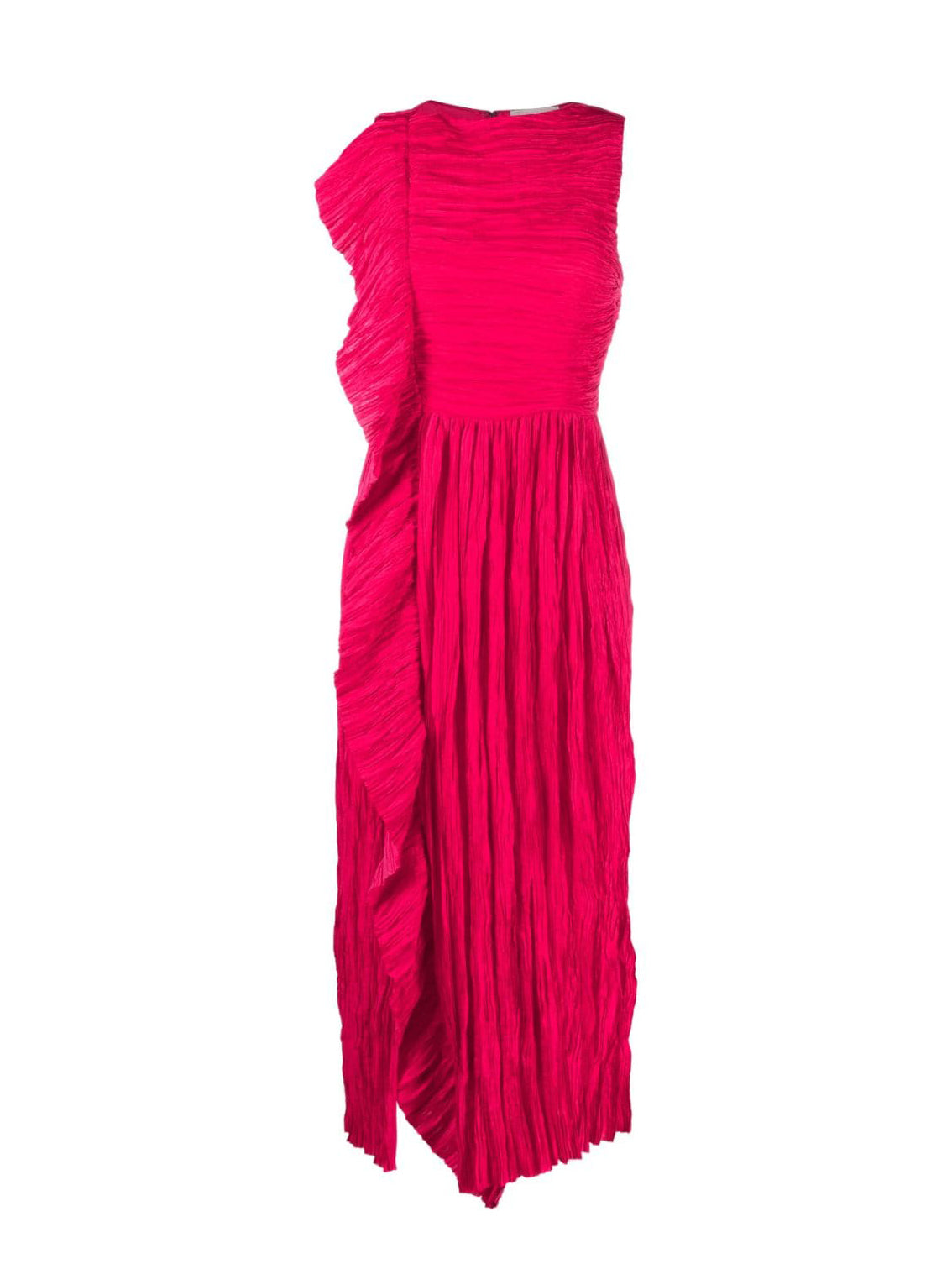 Circe plisse satin dress, magenta