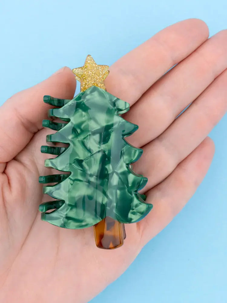 Christmas tree hair claw