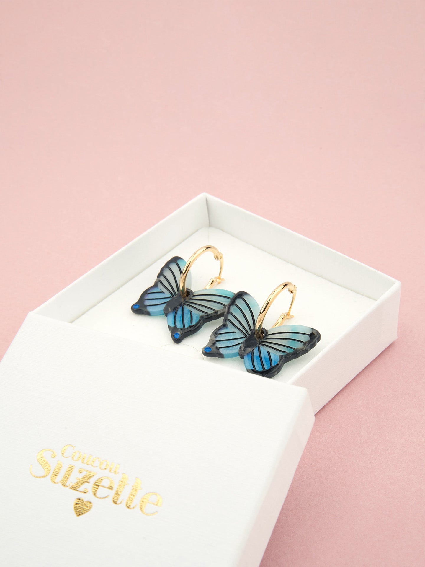 Blue butterfly earrings