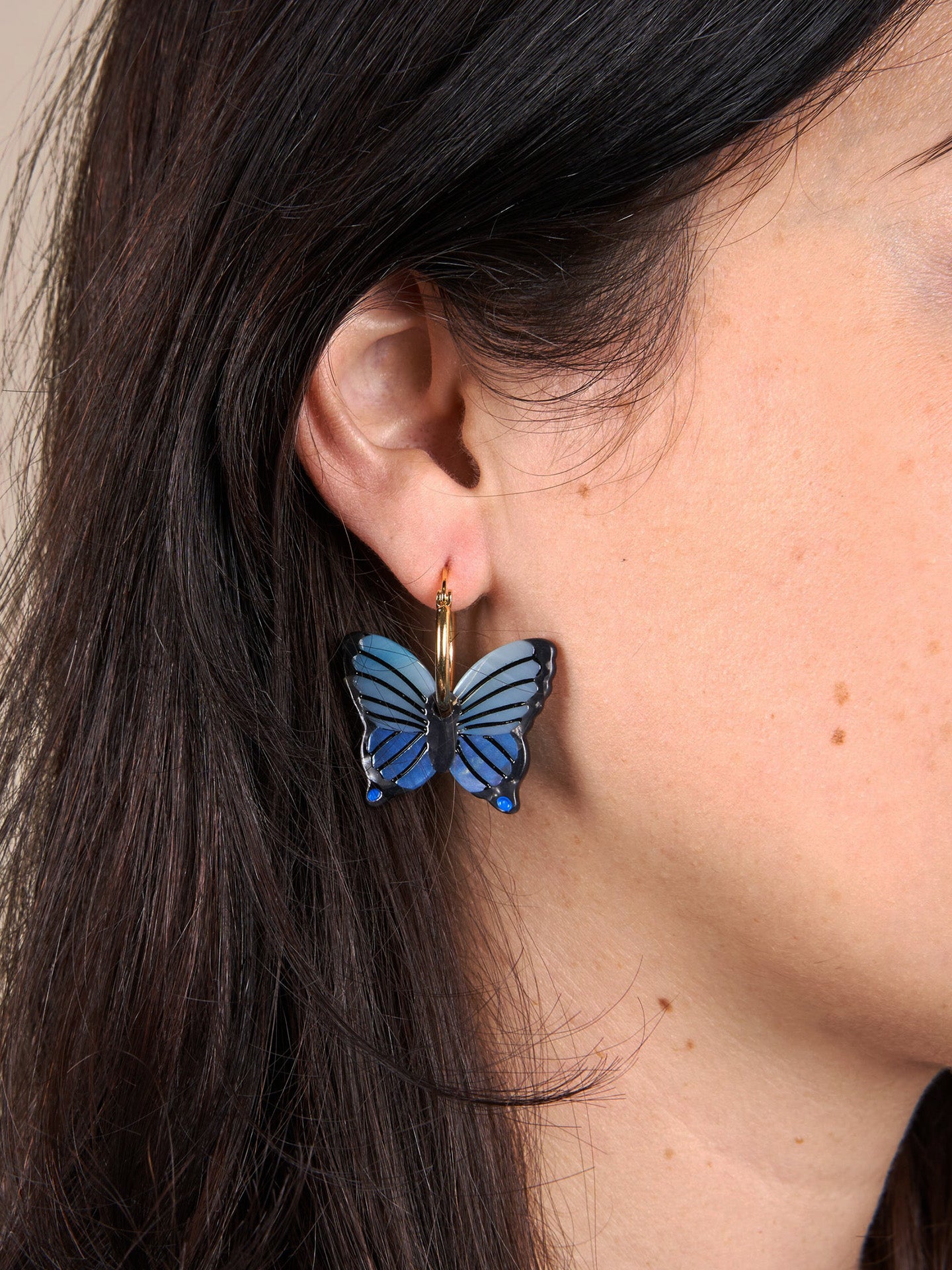 Blue butterfly earrings