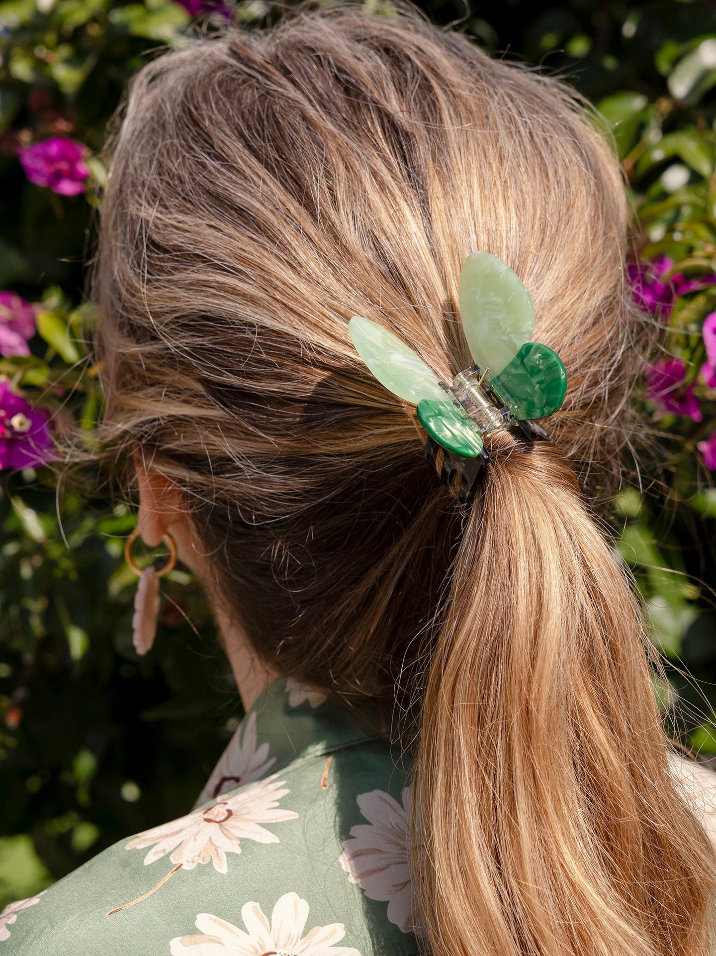 Green butterfly hair claw
