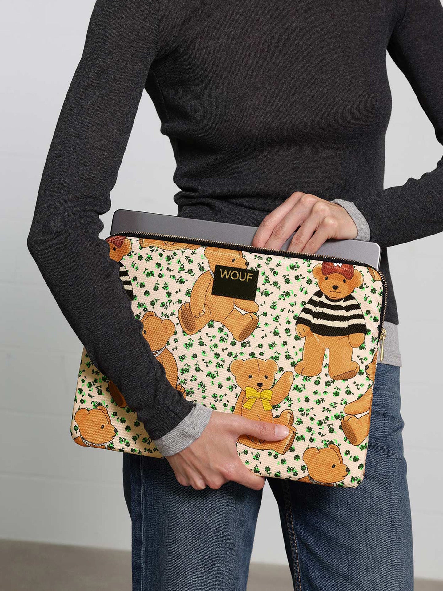 Cute teddy laptop sleeve, small (13