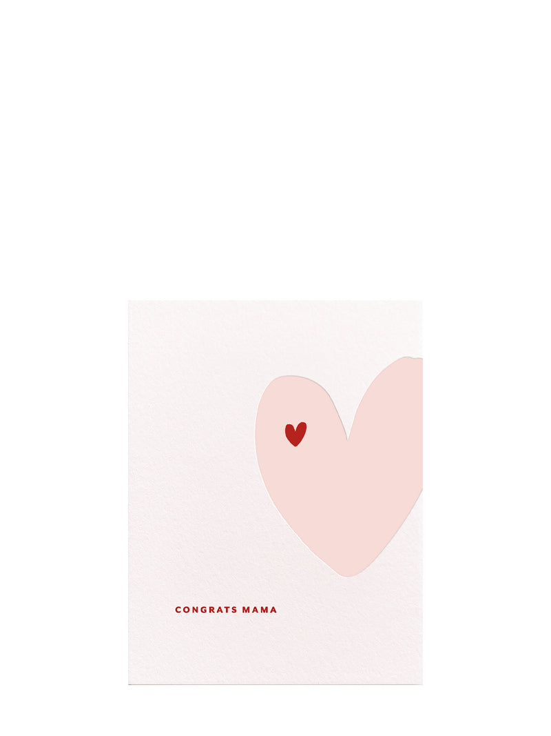 Mother's day Greeting card with a pink heart and red heart in the center on a white background