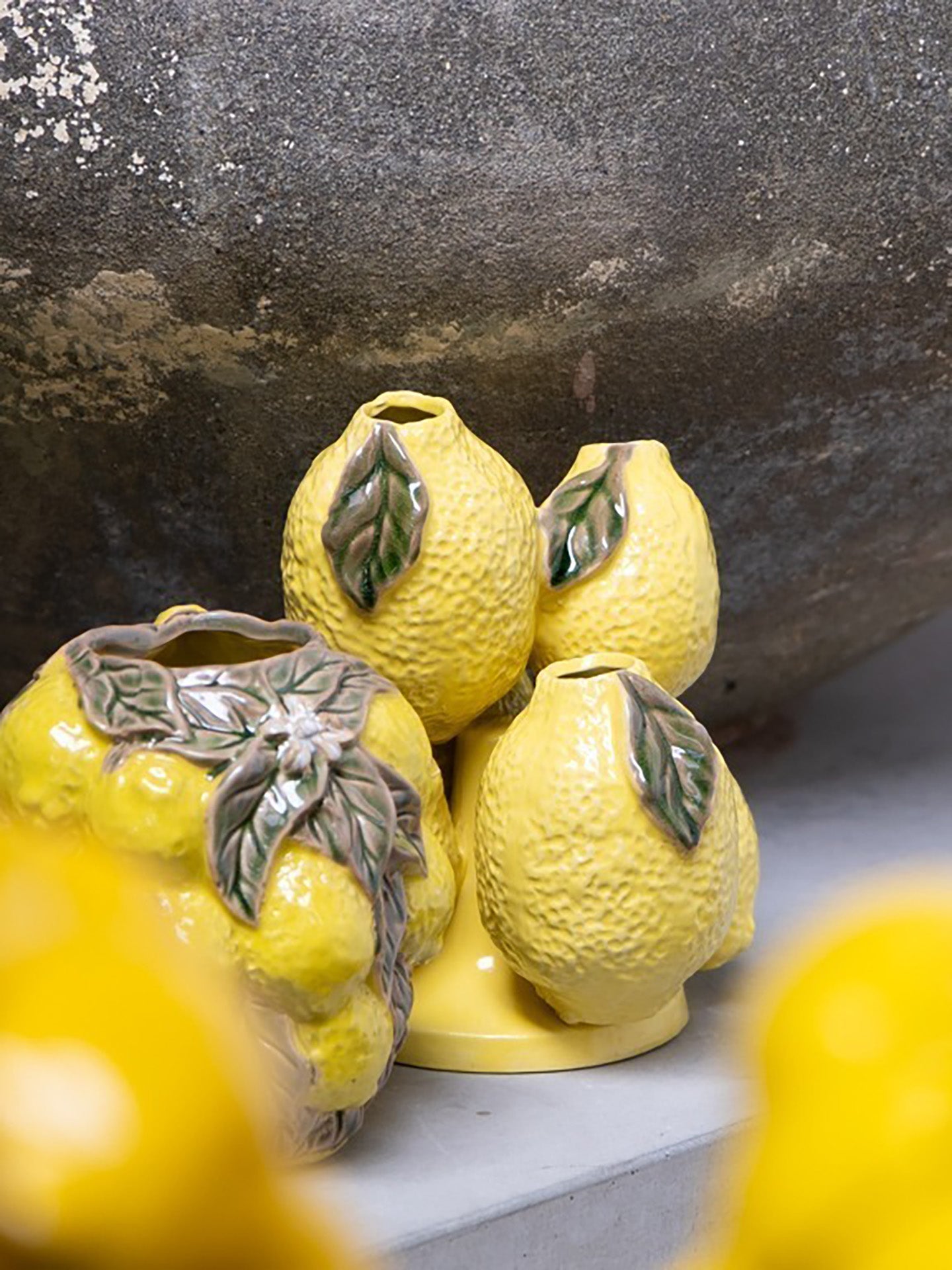 Lemon multi-stem vase, Yellow (18x17cm)