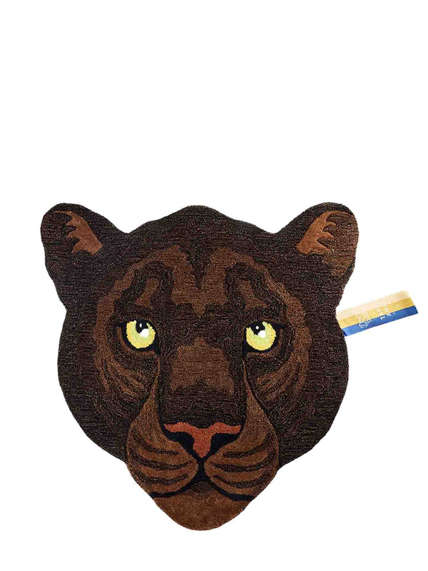Nio black panther head rug, large