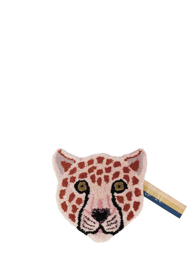 Pinky leopard head rug