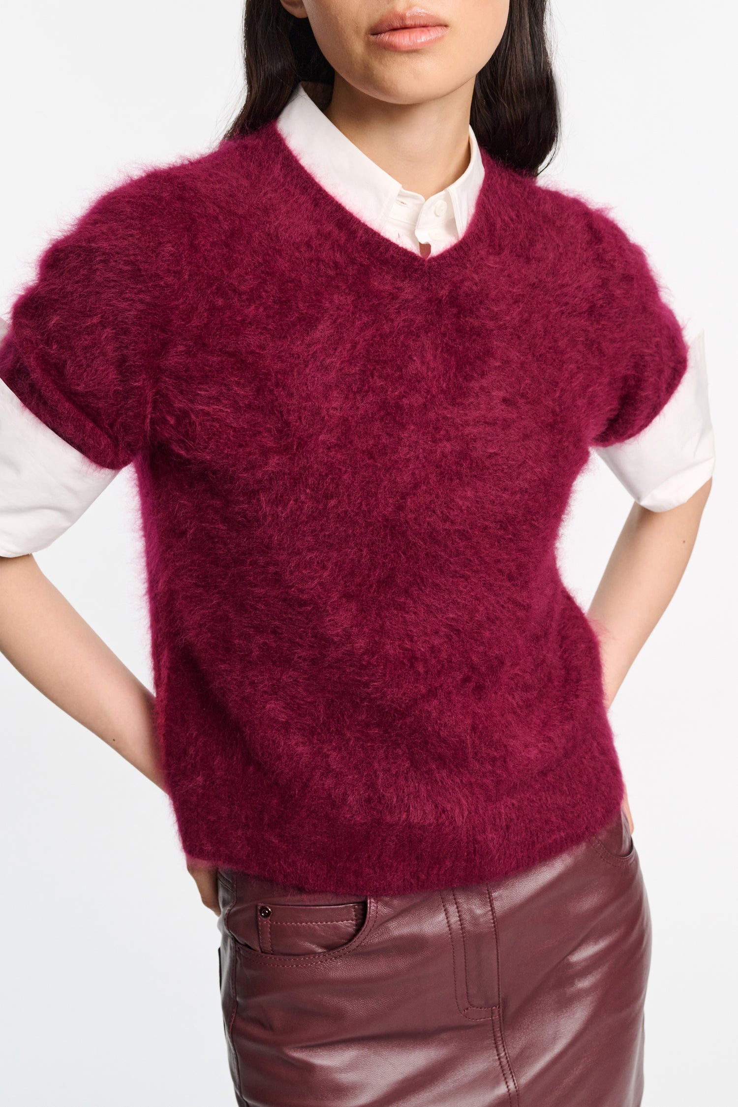 Fluffy Luxury cashmere pullover, burgundy