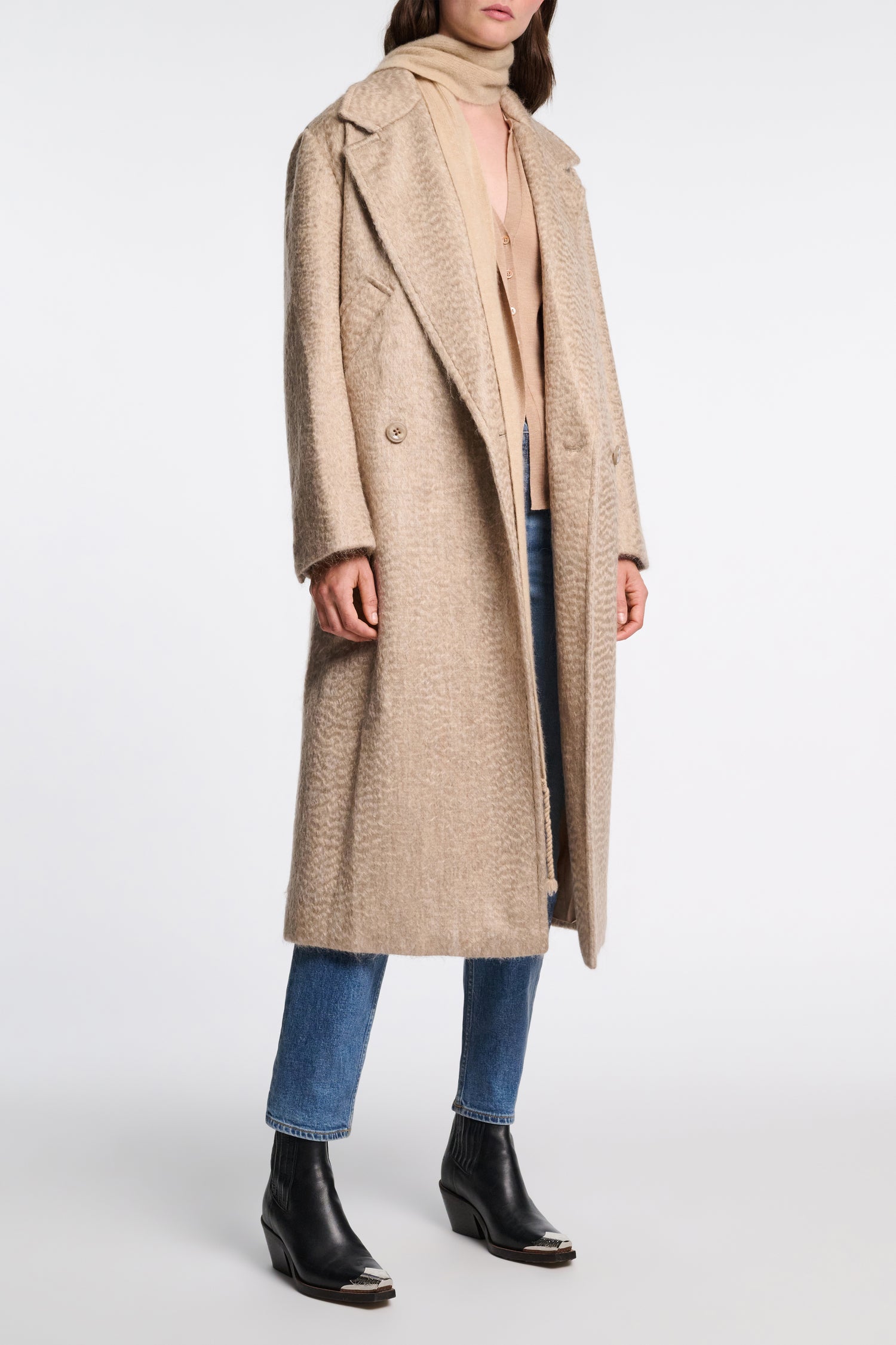 Urban attraction wool-mohair coat, dark sand