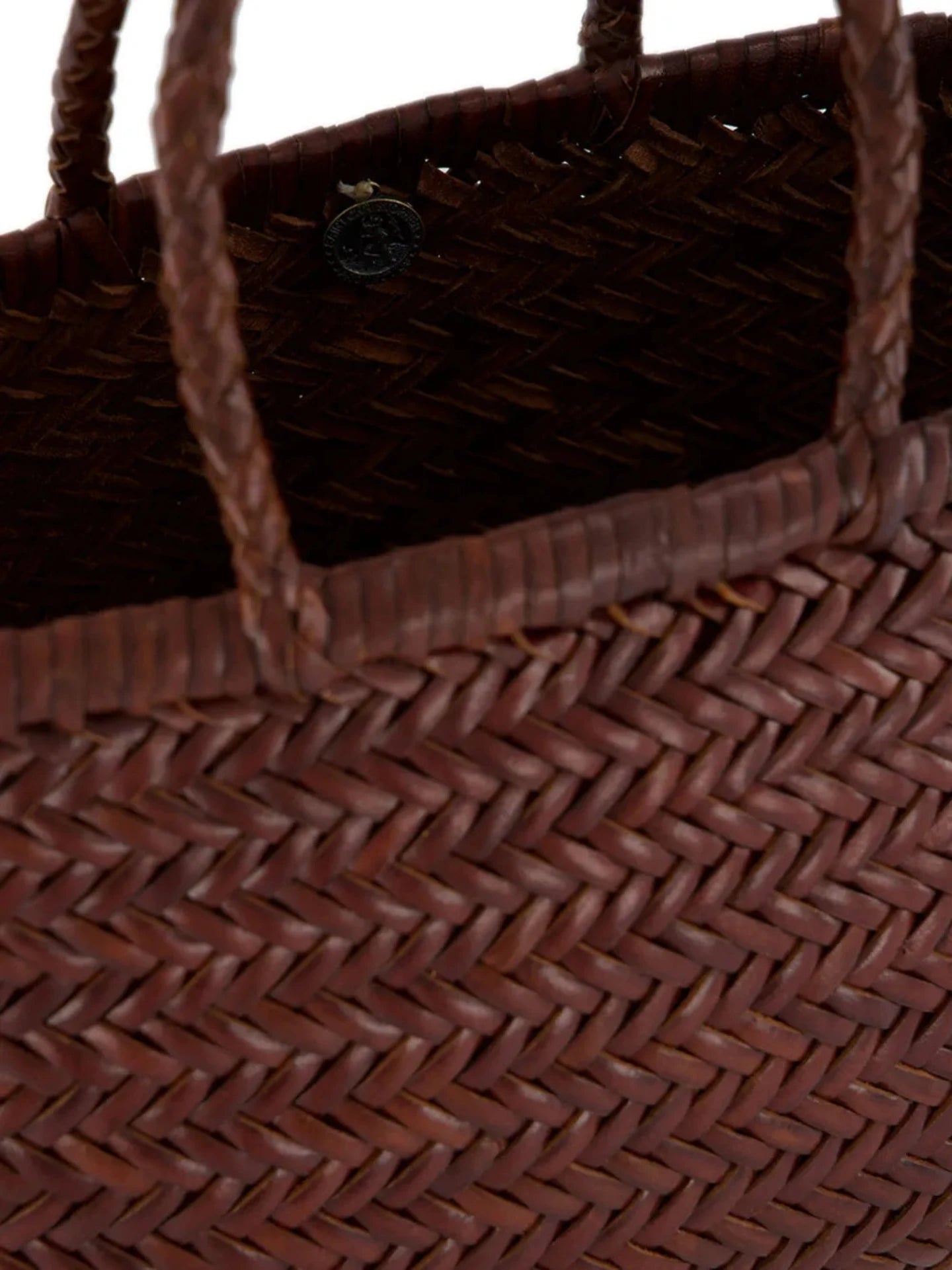 Close-up of a woven brown bag with visible texture