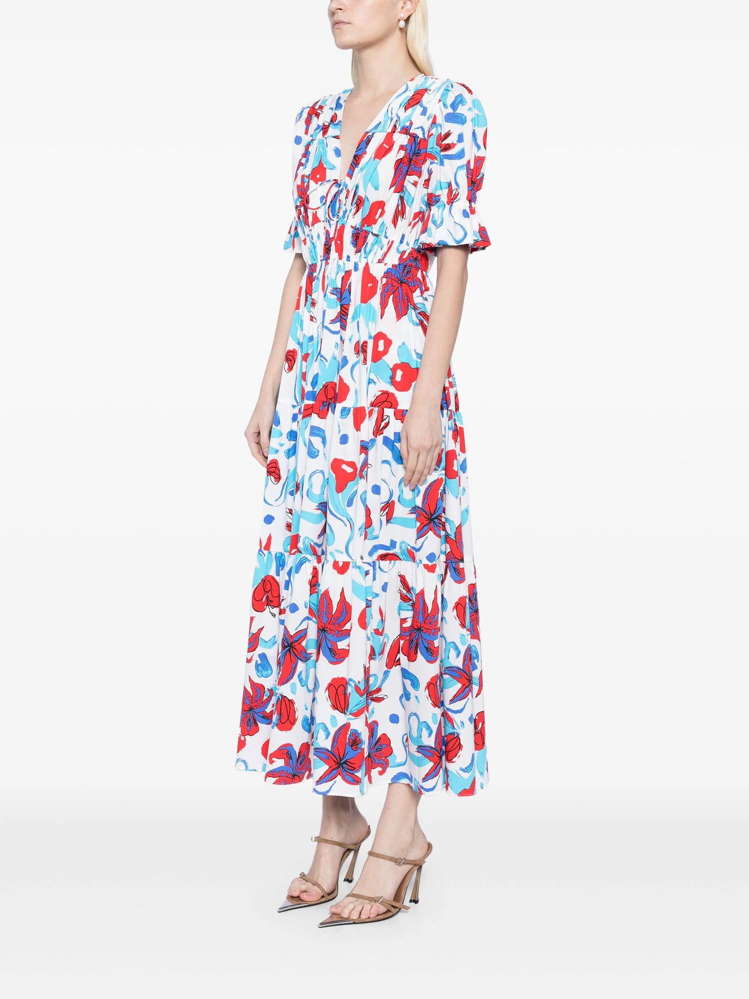 AVERY DRESS, brush floral red