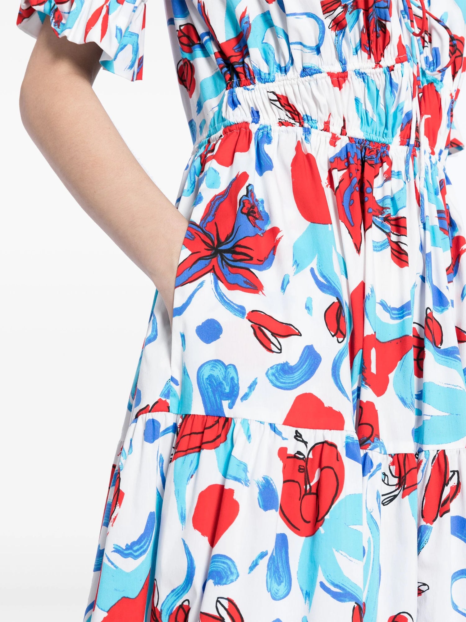 AVERY DRESS, brush floral red