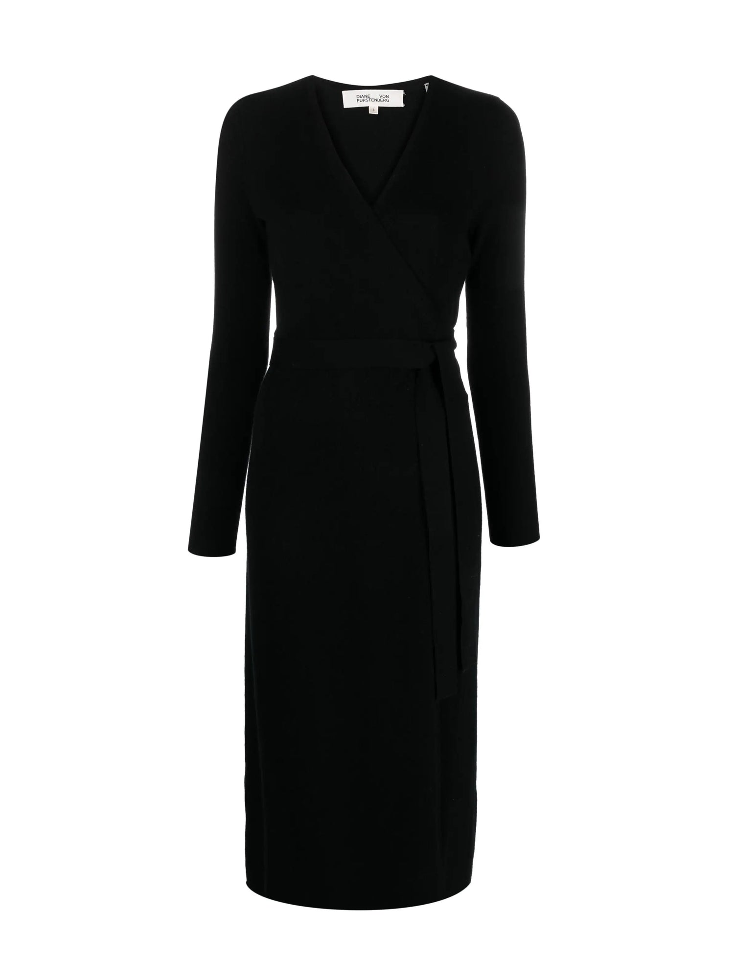 Astrid knitted wrap dress, black