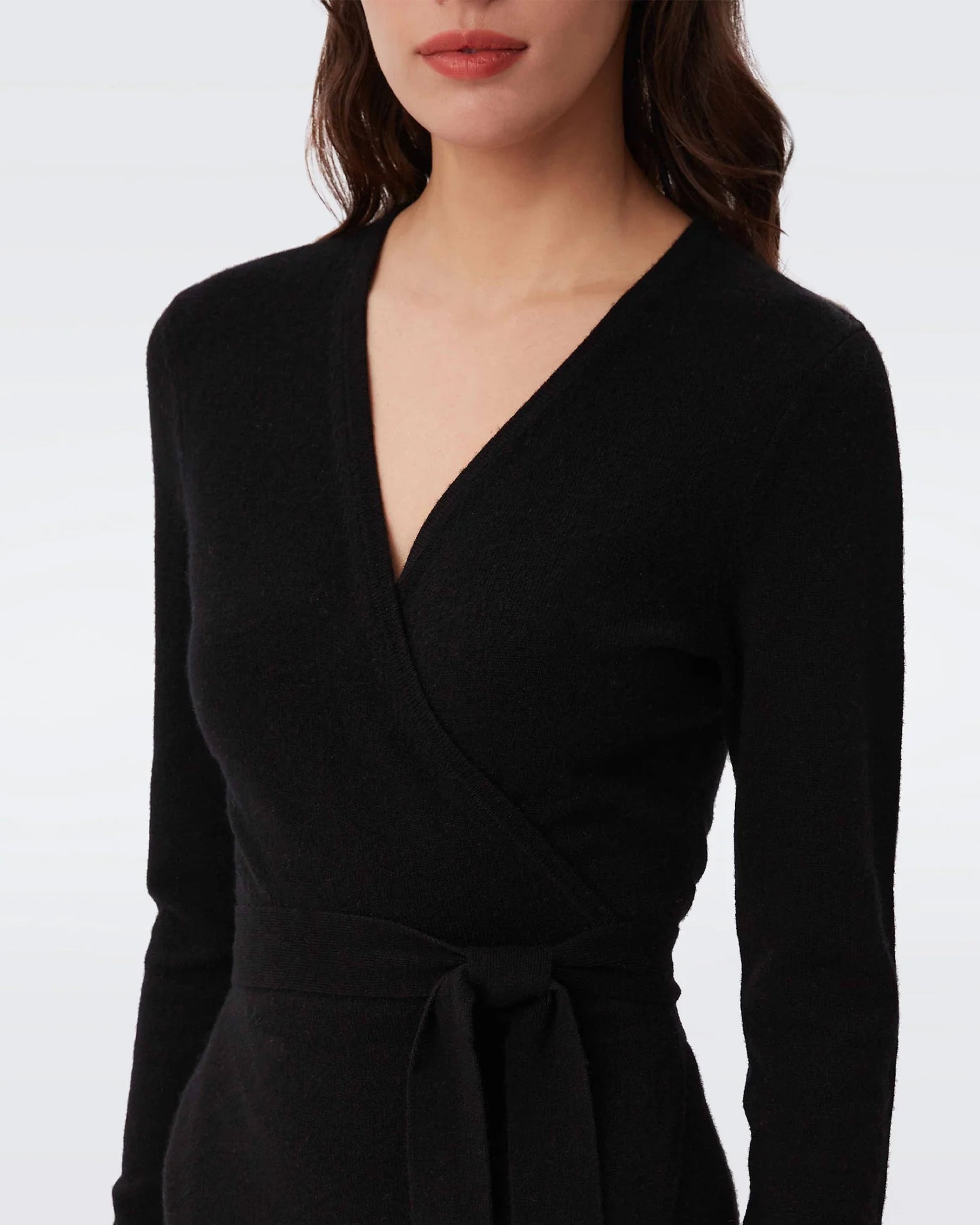 Astrid knitted wrap dress, black