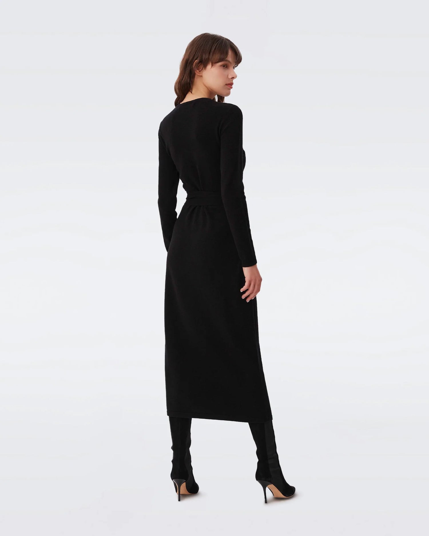 Astrid knitted wrap dress, black