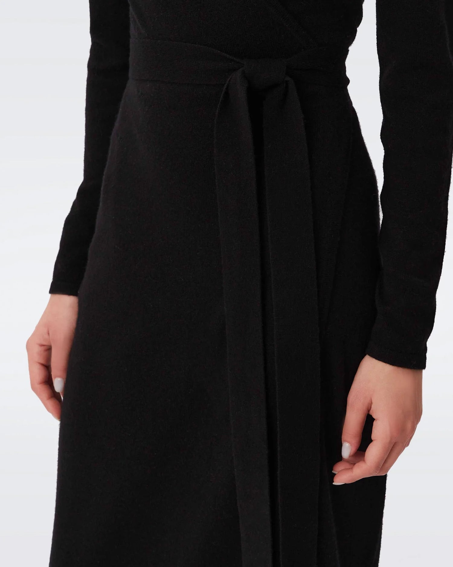 Astrid knitted wrap dress, black