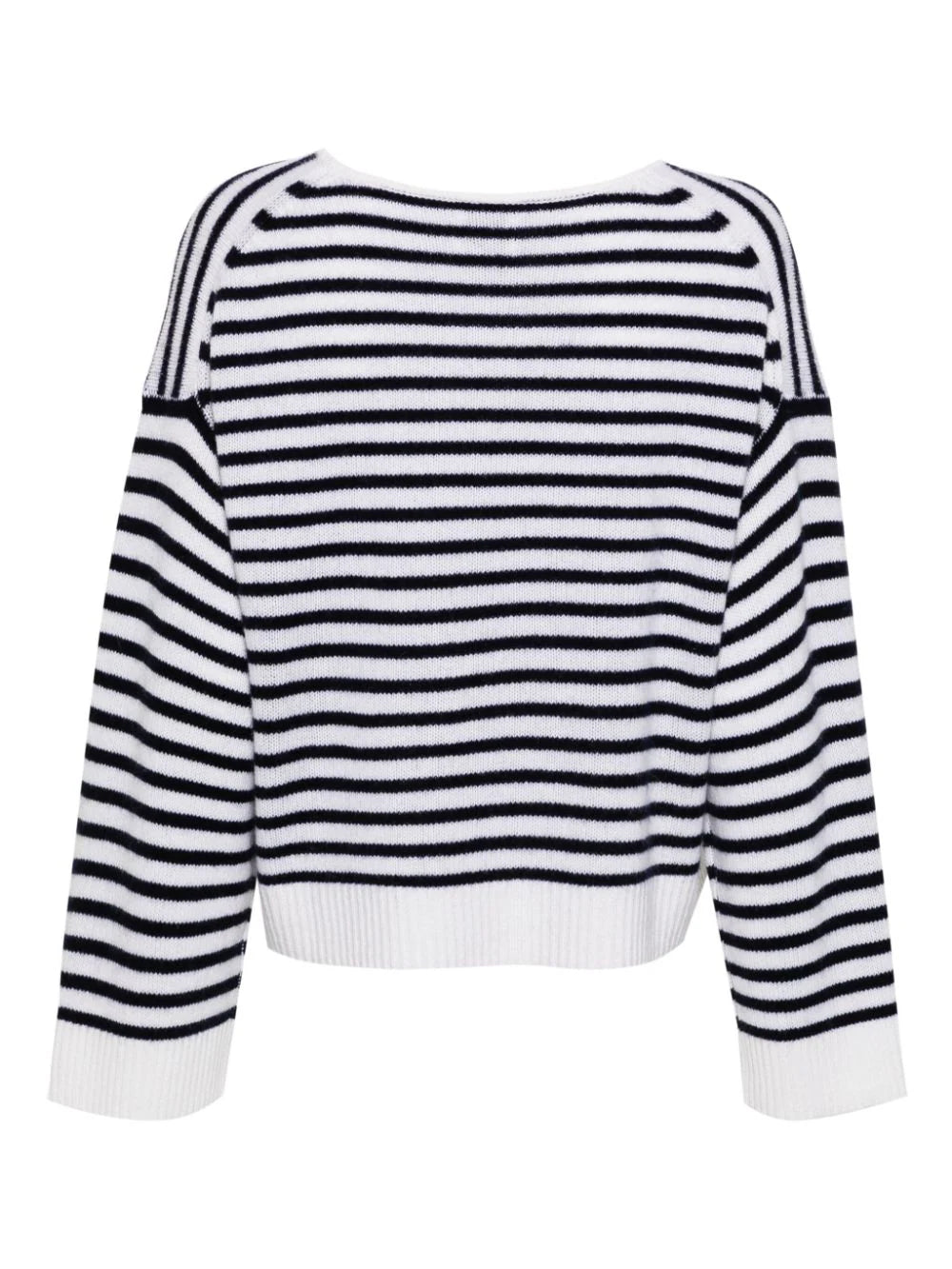 Boatneck Stripe Sweater, Black/ Wht