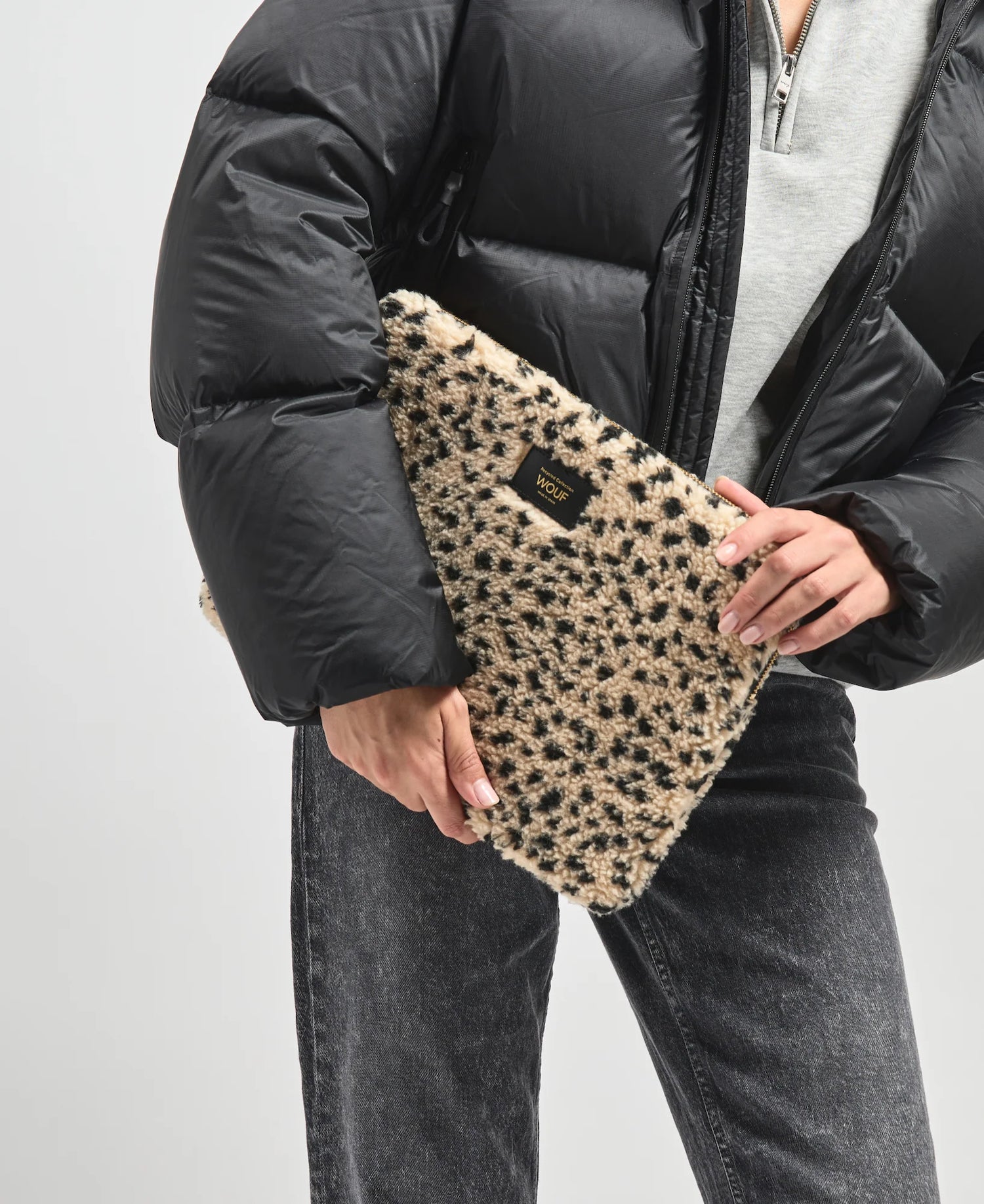 Faux Fur Leopard Spot Clem Laptop Sleeve, small (13