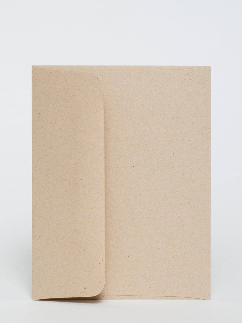 A plain kraft paper envelope with a matching blank card or insert, photographed against a clean white studio background.