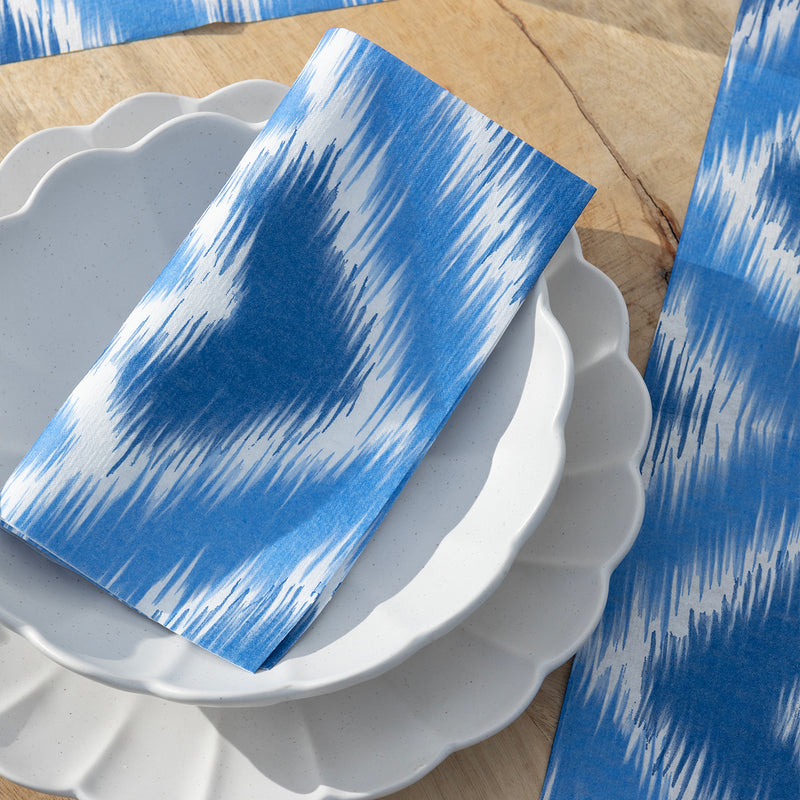 Ikat dinner napkins, blue (40x40cm)