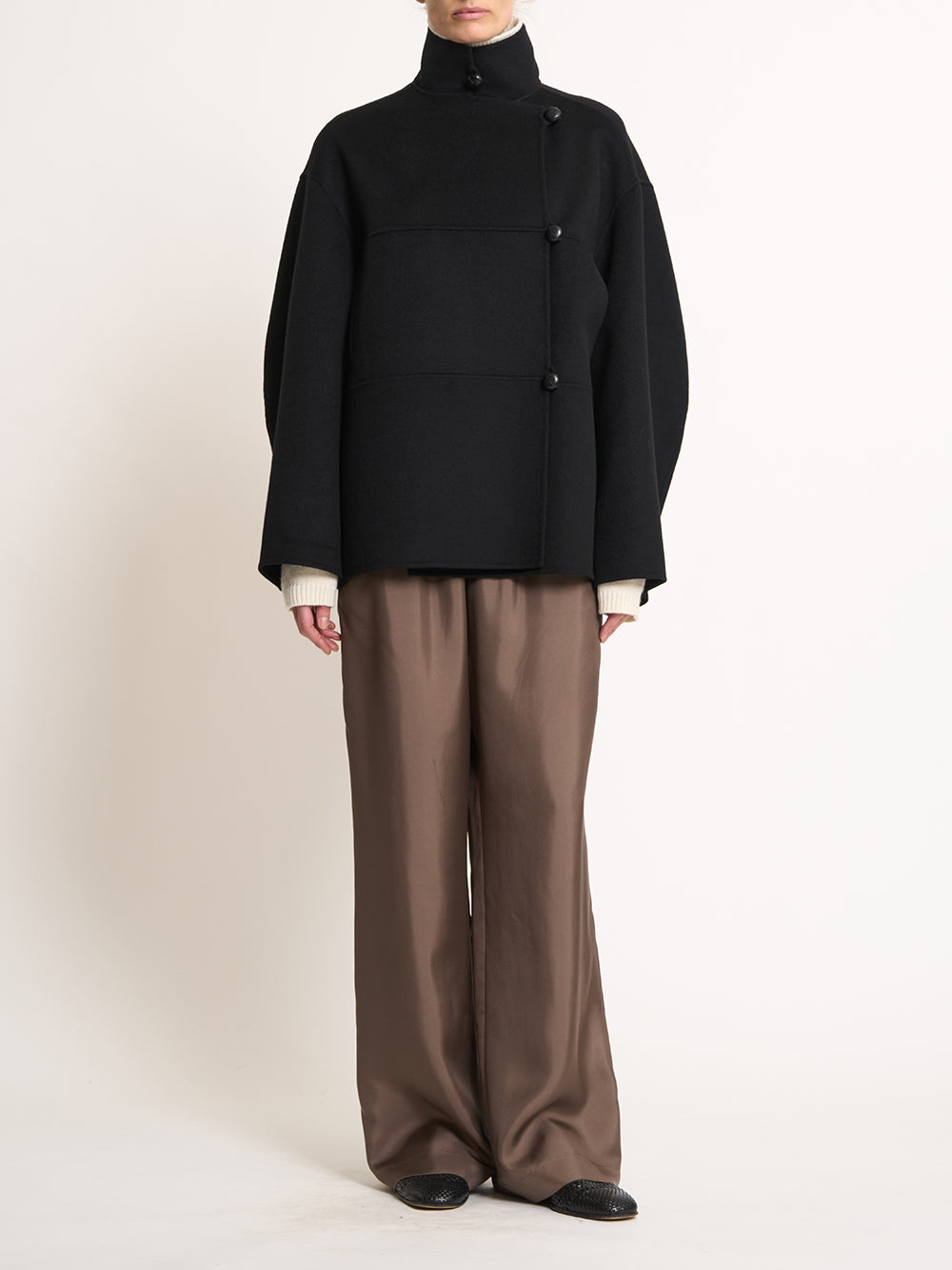 Double-faced wool jacket, black