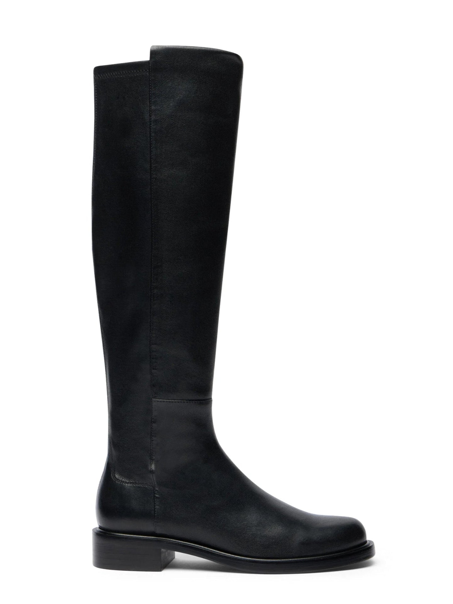 Black knee-high boot on a white background