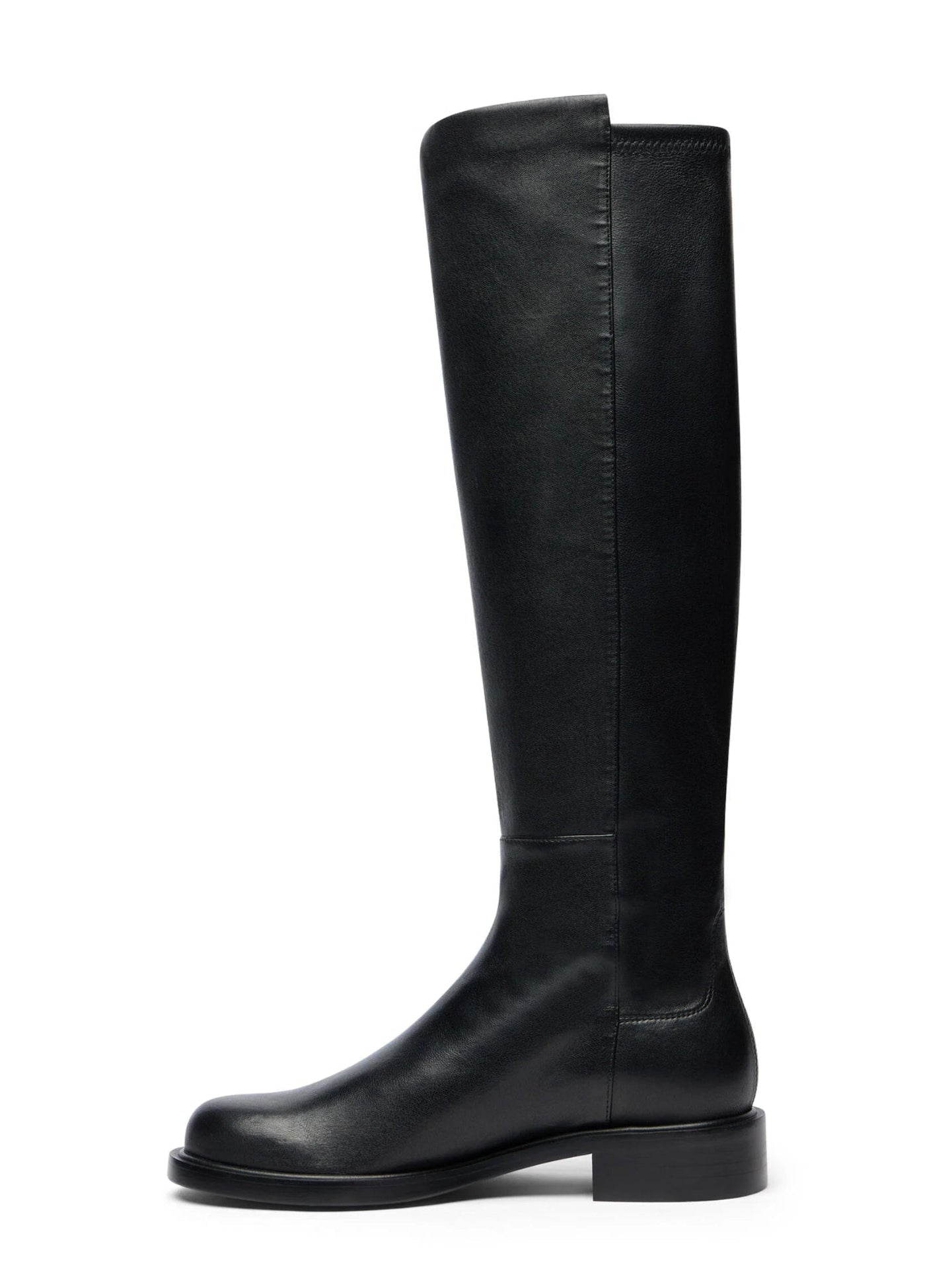 Black knee-high boot on a white background