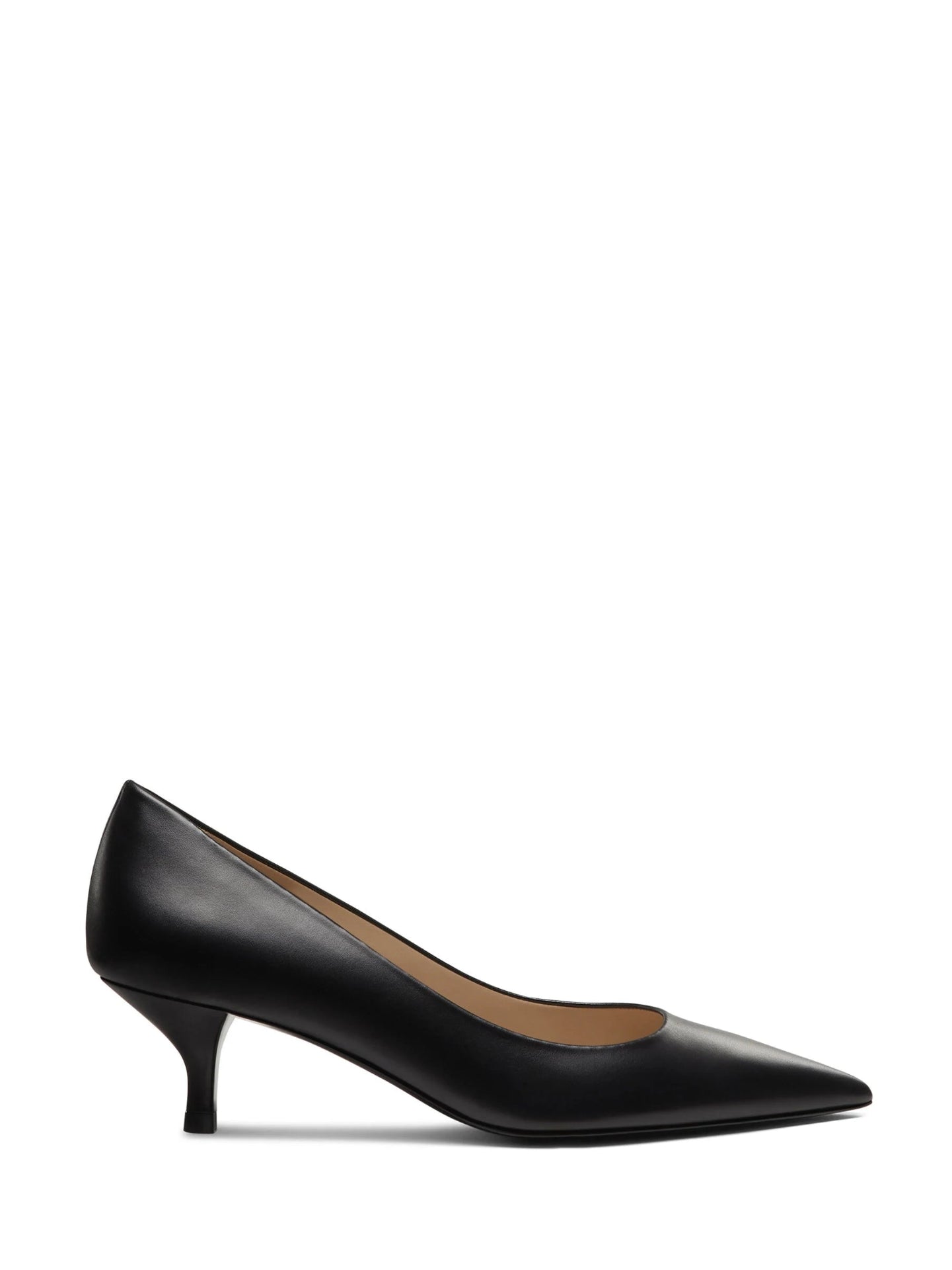 Black high-heeled shoe on a white background
