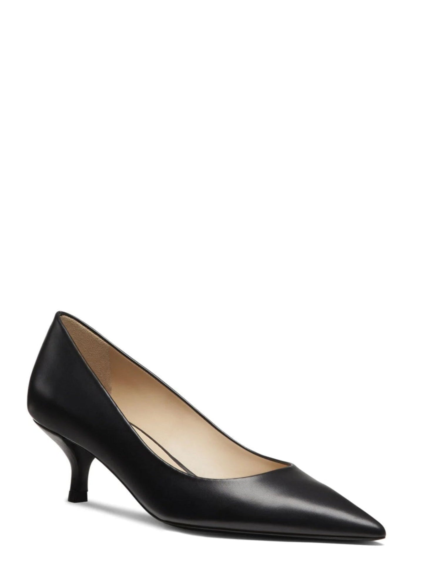 Black high heel shoe on a white background