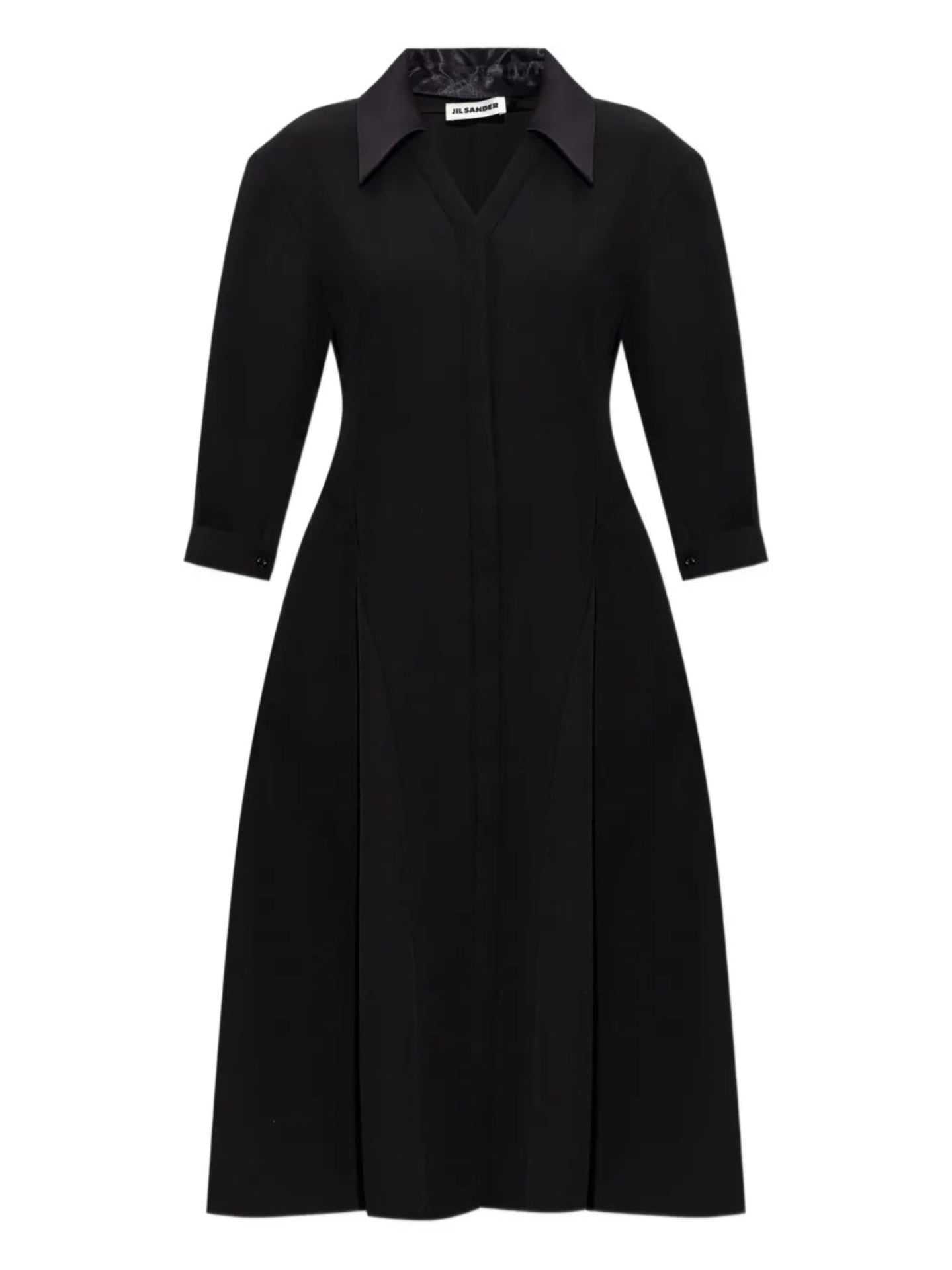 Black wool dress on a white background