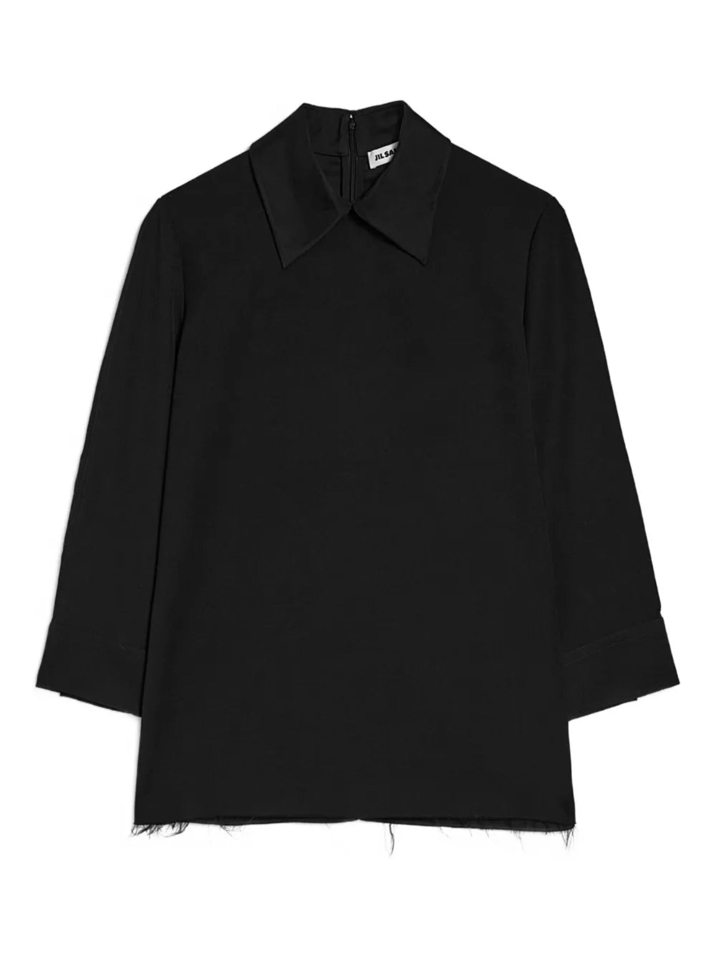 Black wool shirt with a collar on a white background