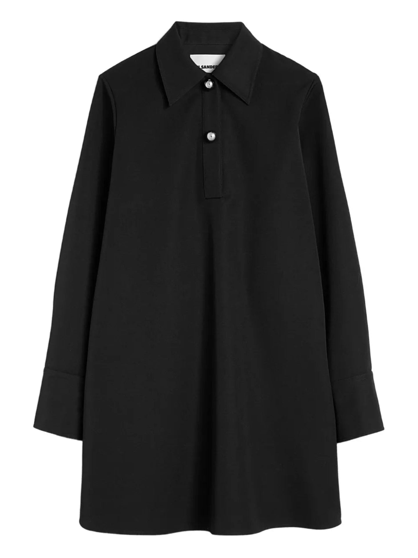 Black wool dress on a white background