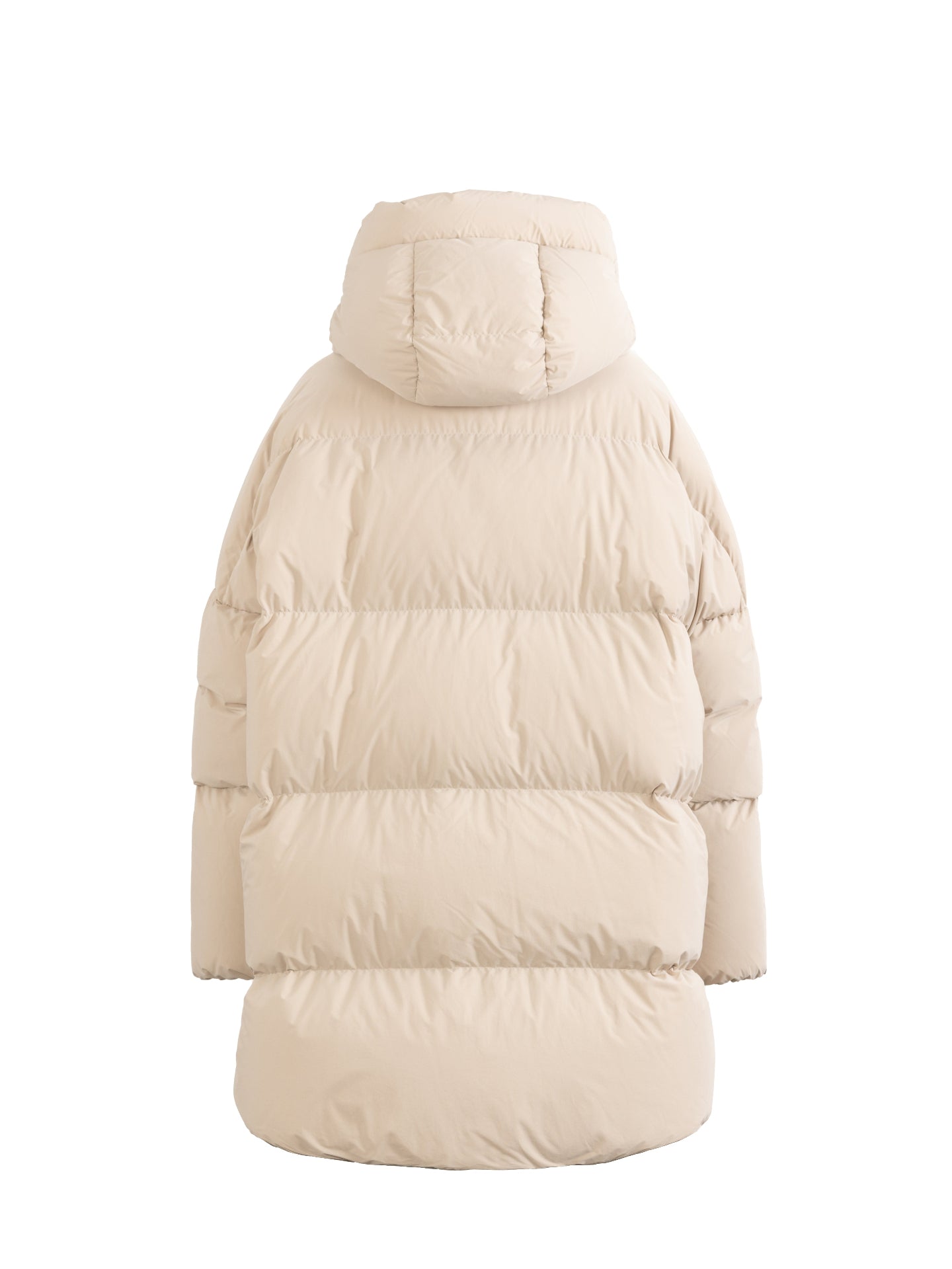 Beige puffer jacket on a white background