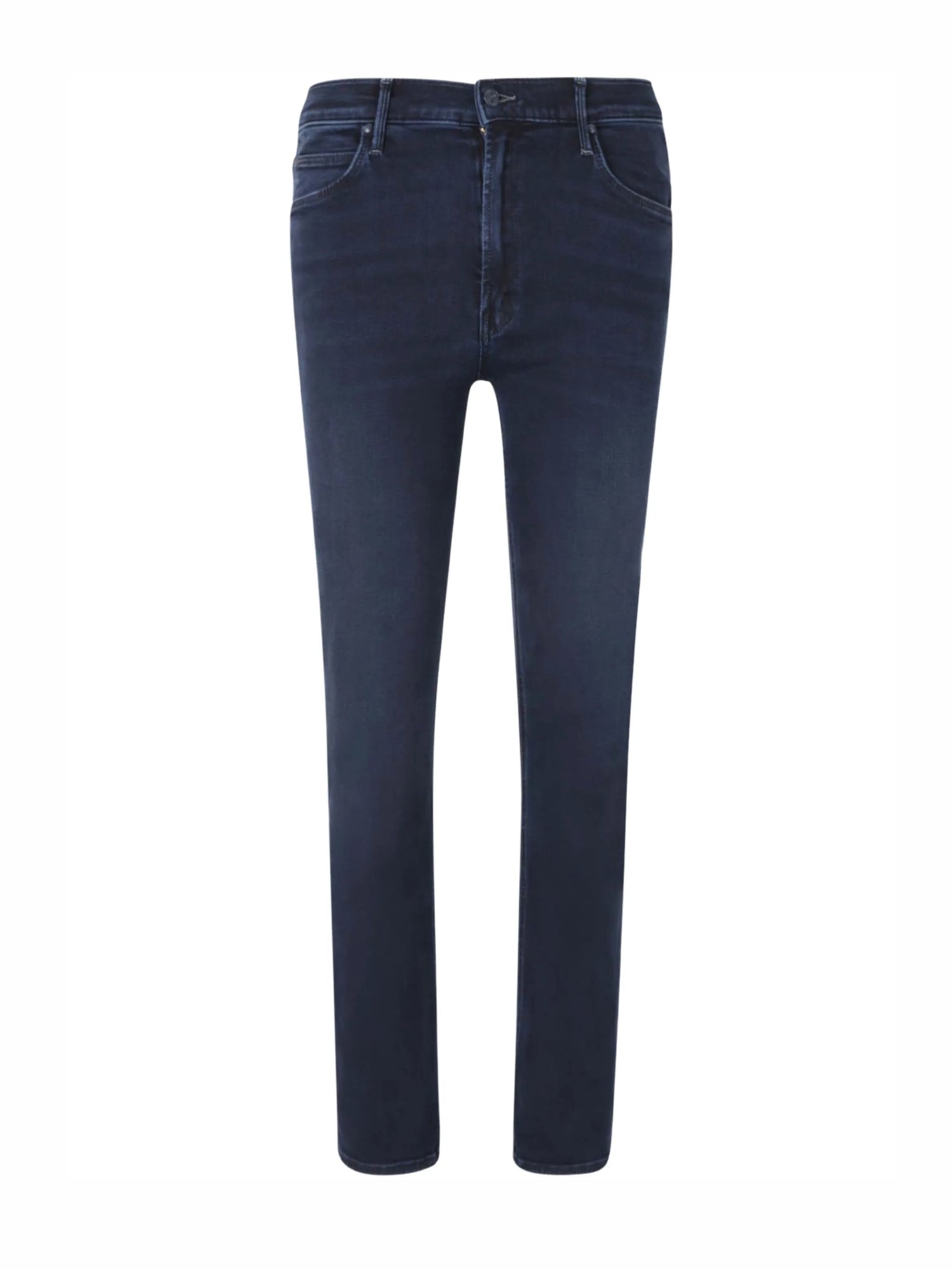 Dark blue jeans on a white background
